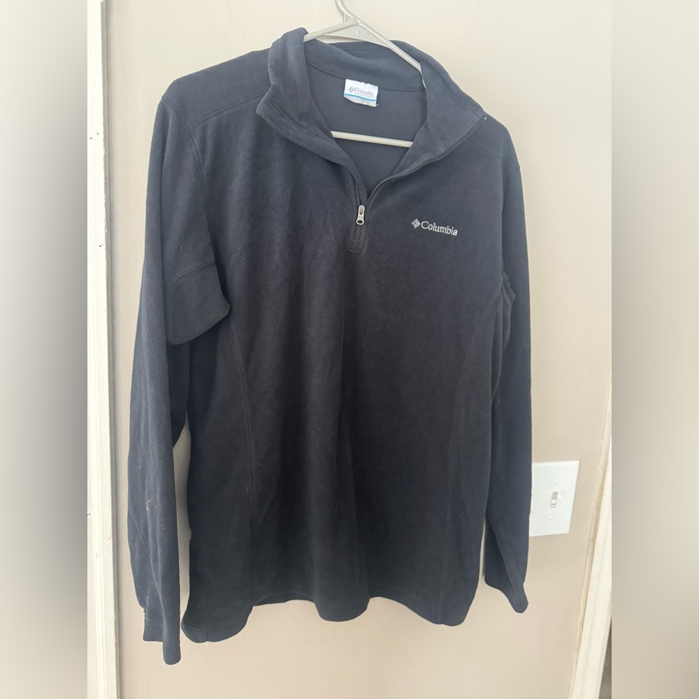 Columbia Men’s Black Quarter Zip Fleece Pullover Small